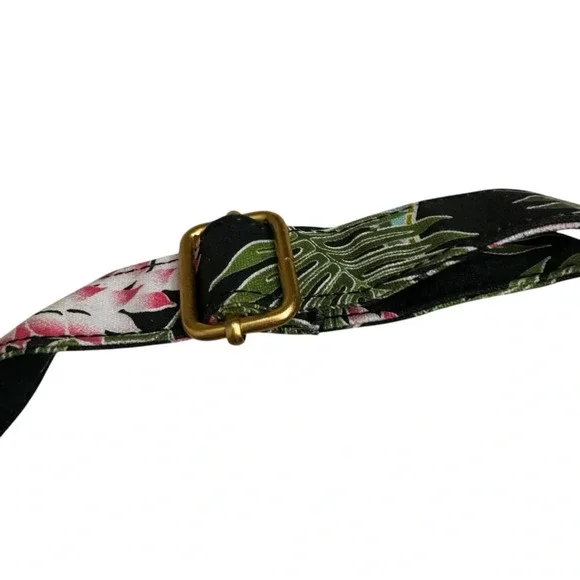 MaggiB Crossbody Purse Topical Green Cotton Quilted Travel Floral Leaves - Picture 5 of 10